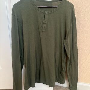All Saints Green Long Sleeve Henley
